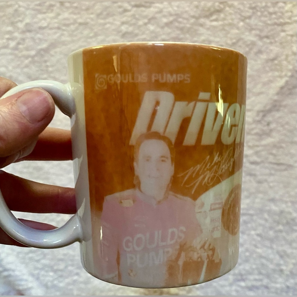 🏎️Mike McLaughlin NASCAR Goulds Pumps “Driven To Succeed” Mug🏎️ Vintage & Rare